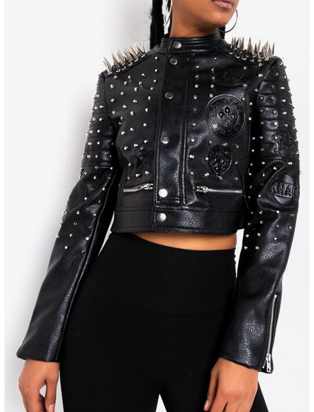 Azalea Wang Break Your Heart Run It Stud Moto Jacket