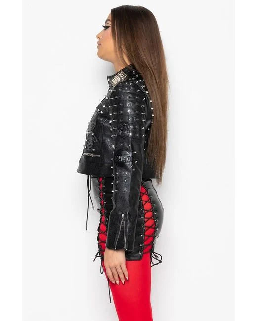 Azalea Wang Break Your Heart Run It Stud Moto Jacket