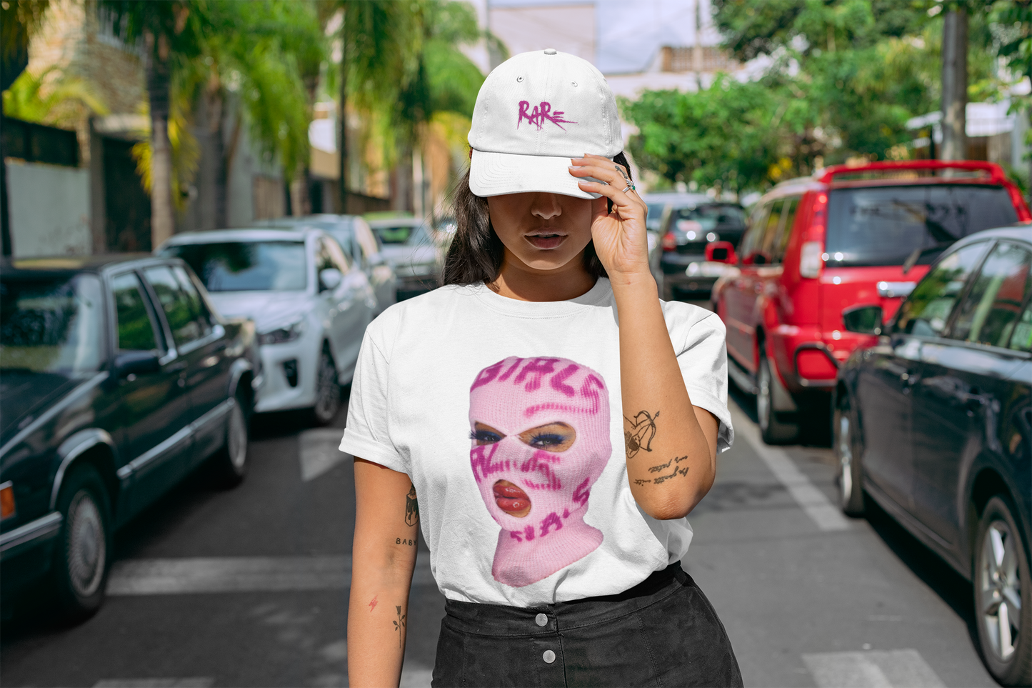 Rare Pink Ski Mask Graphic Tee