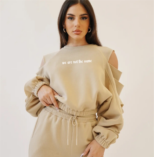 WE ARE NOT THE SAME Women's Cut out sleeves fleece sweatshirt