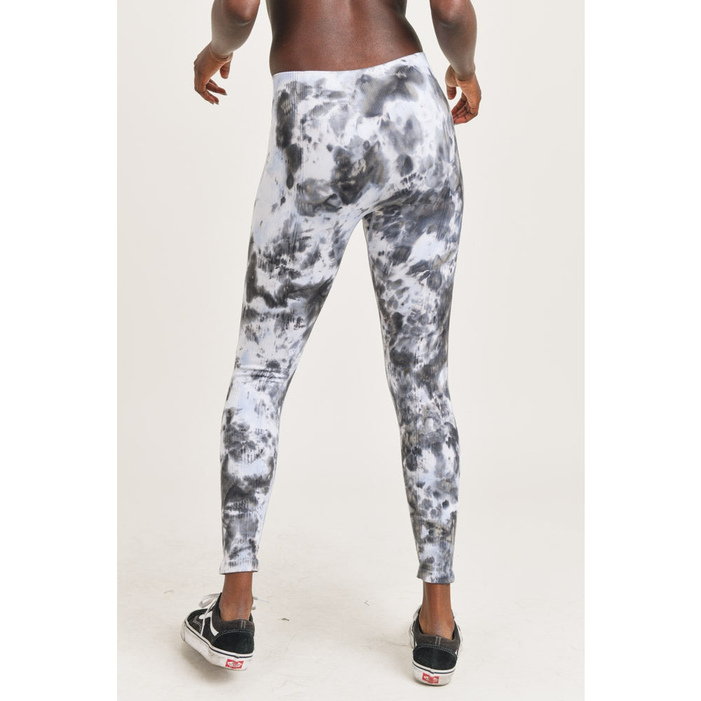 Mono B Seamless Ribbed Black and white Tie-Dye Leggings
