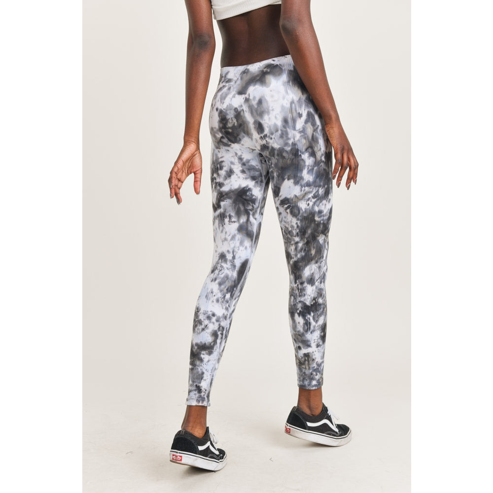 Mono B Seamless Ribbed Black and white Tie-Dye Leggings