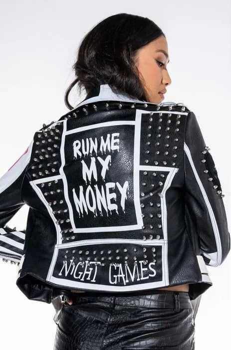 Azalea Wang  Run Me My Money Stud Moto Jacket