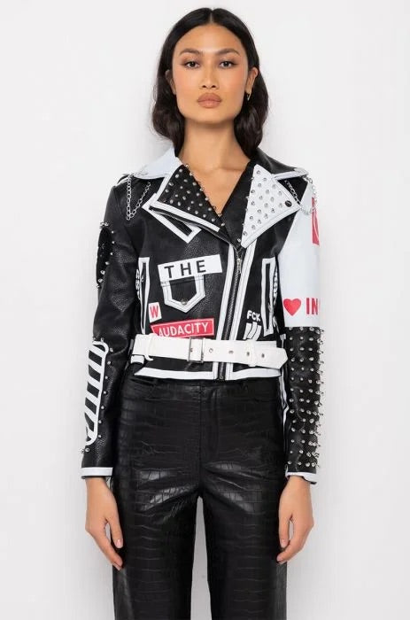 Azalea Wang  Run Me My Money Stud Moto Jacket
