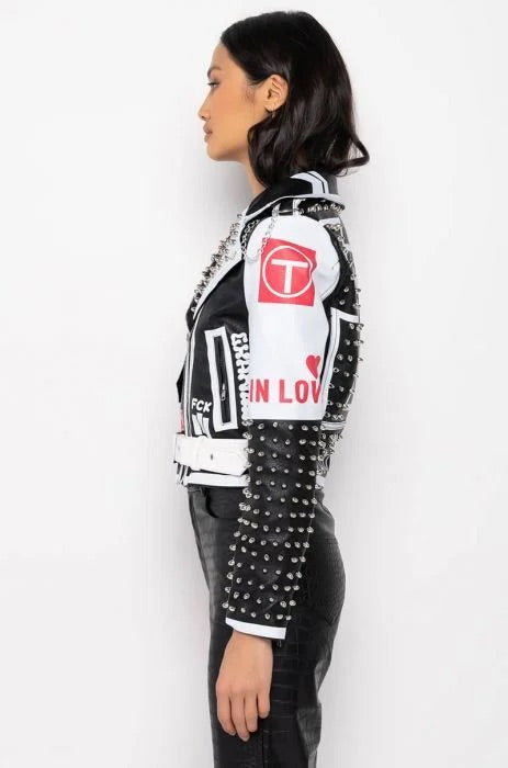Azalea Wang  Run Me My Money Stud Moto Jacket