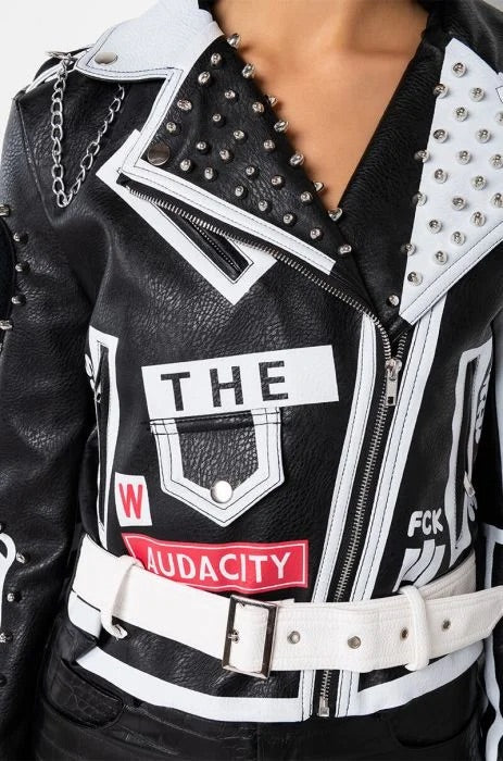 Azalea Wang  Run Me My Money Stud Moto Jacket